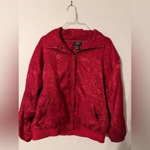 Vintage 90s EVR Brand Red Paisley Windbreaker 100% polyester